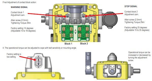 Belt Alignment Switch (Die-Cast, Heavy Duty, 35mm Diameter with 230mm Length Roller)