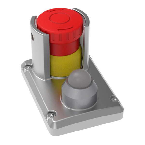 Emergency Stop Device with Shroud and LED 4-Pole Contacts in 316 Stainless Steel