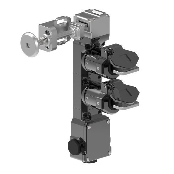 Trapped Key Spring Handle Interlock with Dual Key and Contact Block